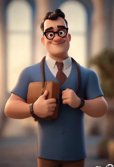 Cartoon character of a man with black glasses and a blue shirt, animation character, Caractere estilizado, animation style rendering, 3D estilizado, Arnold Maya render, 3 d render stylized, toon render keyshot, Personagem 3D, Personagem 3D, 3d rendering st...