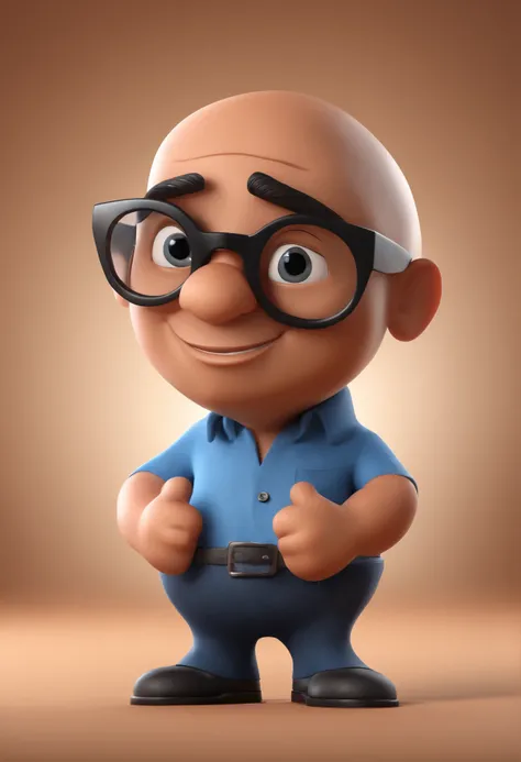 Cartoon character of a man with black glasses and a blue shirt, animation character, Caractere estilizado, animation style rendering, 3D estilizado, Arnold Maya render, 3 d render stylized, toon render keyshot, Personagem 3D, Personagem 3D, 3d rendering st...