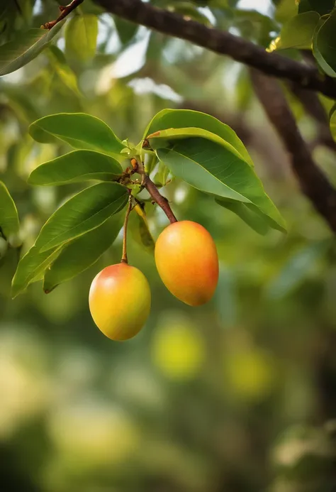 Wallpaper, Mango Season, Green Plum Tree, Rural, Rural, Warm Weather, Early Morning Sun, HD Detail, Wet Watermark, Hyperdetail, Cinematic, Surrealism, Soft Light, Deep Field Focus Bokeh, Ray Tracing, Diffusion (Ultrafine Glass Reflection) and Surrealism. -...