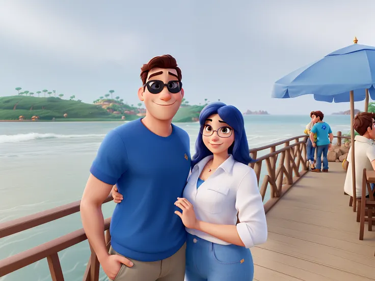 casal homem e mulher no estilo Disney Pixar, alta qualidade, melhor qualidade