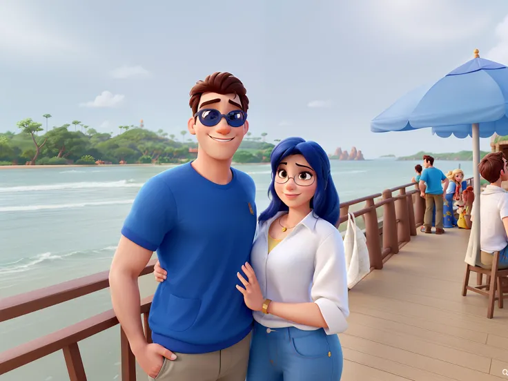 casal homem e mulher no estilo Disney Pixar, alta qualidade, melhor qualidade