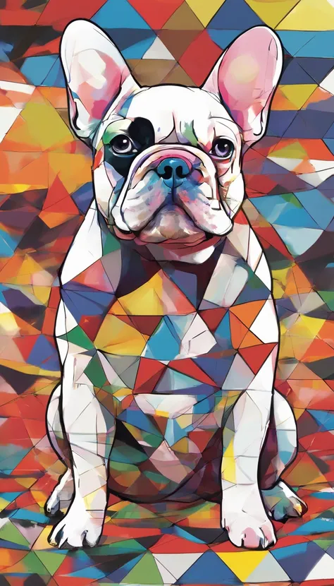 (french bulldog ),(Melhor postura),(best angle), (better expression), Eduardo Kobra Acorjo Amento ,multidimensional geometric wall PORTRAIT, Artisticamente, Tchibi,Yang08k, seios grandes lindos, Colorir,