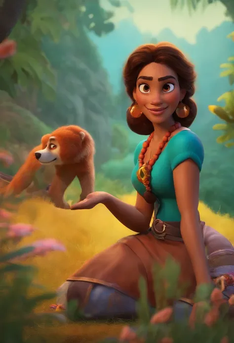 Criar um personagem no estilo pixar dentro de um jaleco. personagem morena