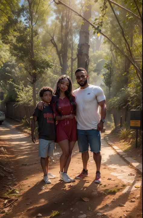 Uma menina bonito usando vestido vermelho,Her boyfriend is wearing jeans and a shirt, rosto sorridente e brilhante, Rosto realista,8k