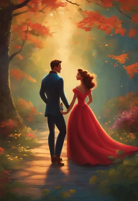 A couple in great quality and definition in the style of Disney pixar