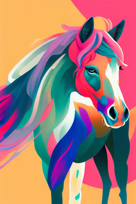 mulher colorido com cabelo longa, um fundo branco, arte vetorial por Whitney Sherman, Vencedor do concurso da Shutterstock, neofauvismo, pintado em aquarelas brilhantes, Jen Bartel, Mulher digital, full-colour illustration, full-colour illustration, Horse,...