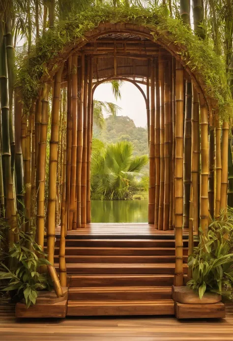 MODEL OF PORTAL MADE OF BAMBOO WITH ALLUSION TO A BOAT, PIONERIAS DE DESBRAVADORES, ESCOTISMO, PORTAL DE ACAMPAMENTO SIMPLES