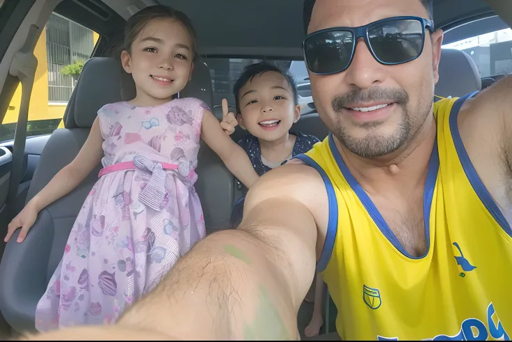 There are two people and a child in a car taking a selfie, Fotografia Selfie 8k, Carmelo Blandino, fotografia de perfil, imagem de perfil, 4 k post, Postagem 4k, Sidney Lugo, david rios ferreira, fotografia do perfil, Selfie, Assumido em Go Pro Hero8, 5k, ...