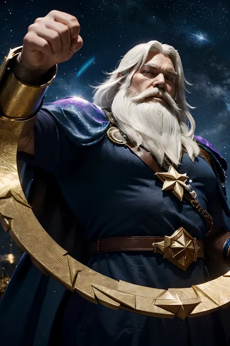 magical guardian:

The Magic Guardian is an imposing figure with a long, white beard that falls to his chest.
His eyes are deep and wise, And he wears a mantle of stars that shines with a magical glow.