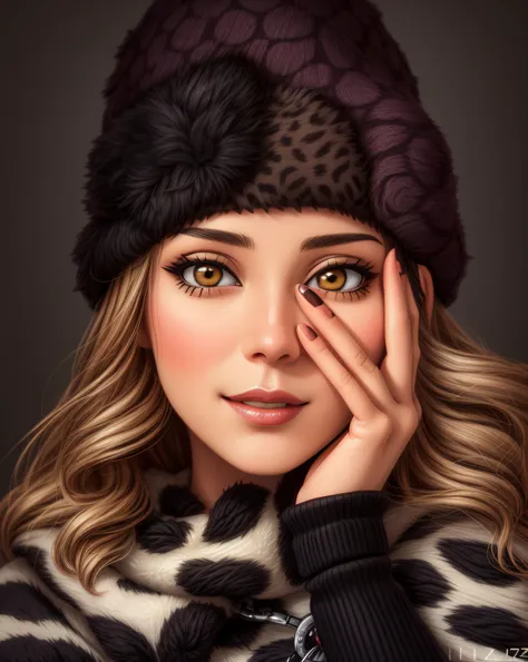 arafed woman with a leopard print sweater and a fur hat, cute woman, pokimane, 60mm portrait, 7 0 mm portrait, high quality portrait, soft portrait shot 8 k, olga buzova, style of julia razumova, alina ivanchenko, photo taken with nikon d750, photo taken w...