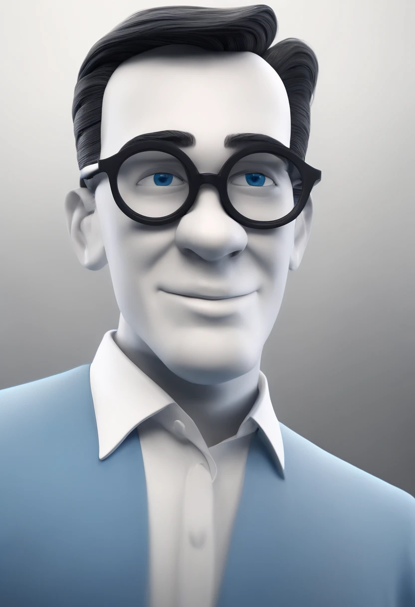 Cartoon character of a man wearing black glasses and a blue shirt, um personagem animado, Caractere estilizado, animation style rendering, 3D estilizado, Arnold Maya render, 3 d render stylized, toon render keyshot, Personagem 3D, Personagem 3D, 3d renderi...