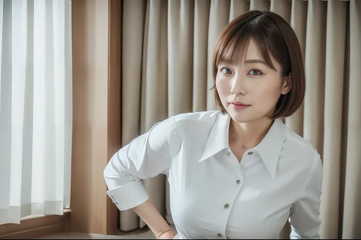 ((Best Quality, 8k, Masterpiece, Portrait: 1.3)), (looking at viewer), (close up:0.85), 8 attractive business ladies, 30 years old, 45 years old, a bit chubby:0.35, white collared shirt, grey skirt, serious, room of CEO,