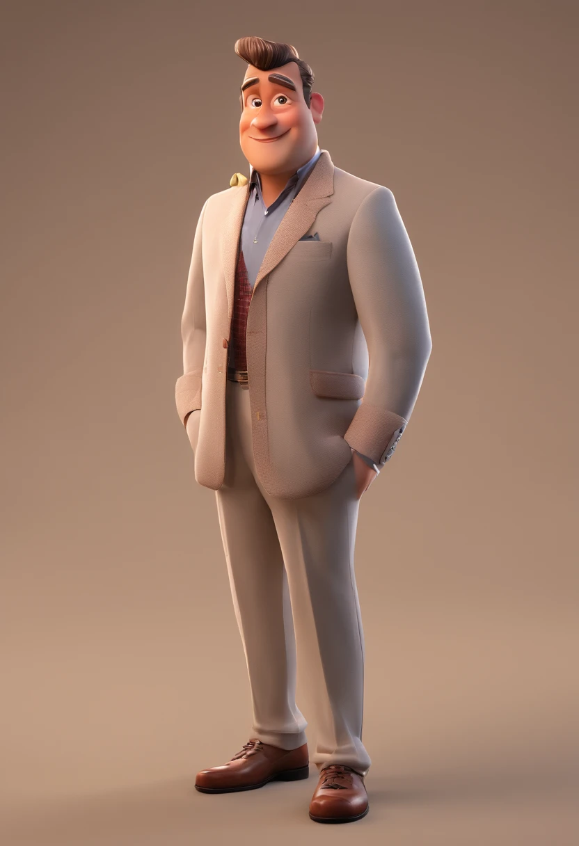 Criar uma imagem de Disney pixar de um advogado do sexo masculino com 40 anos de idade, careca usando ocoluos vestido de terno, gravando um video