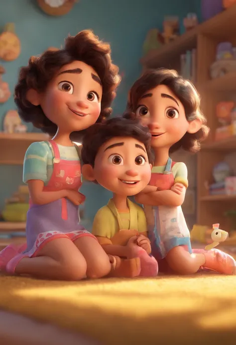 Estilo Pixar: Familia, Um pai, A mother and twin daughters