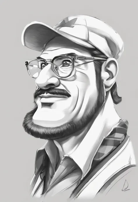 ((best quality)), ((master part)), ((desenhos animados realistas)), ((Personagem perfeito)) - Um retrato frontal meticulosamente detalhado e realista de um homem com cabelo raspado, glasses and a shirt with beautiful textures. O homem olha diretamente para...