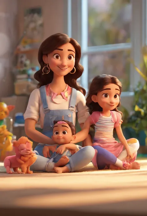 Estilo Pixar: Familia, Um pai, A mother and twin daughters