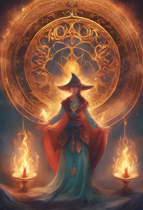 Mago Magic Circle Spellcasting conceito arte fantasia