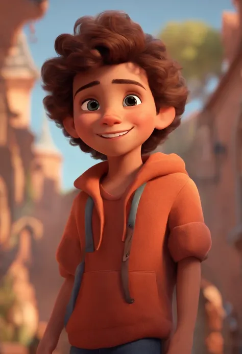 Image of a boy for a story in a YouTube video in Pixar format, Hes the little allabester, Hes the class leader, Hes outgoing, Playful and gets up for a lot of things, cabelo curto