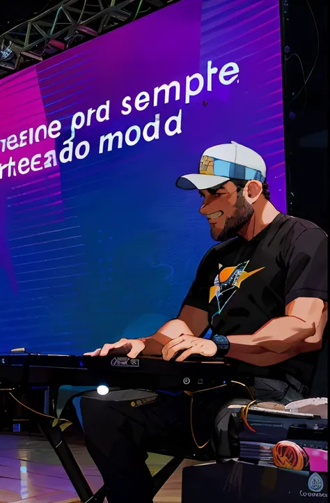 there is a man sitting at a keyboard on a stage, caio santos, edon guraziu, by Nándor Katona, edu souza, david rios ferreira, daniel mirante, andrea rocha, keyboardist, dan dos santos, by Felipe Seade, Henry Alvim Correa, icaro carvalho