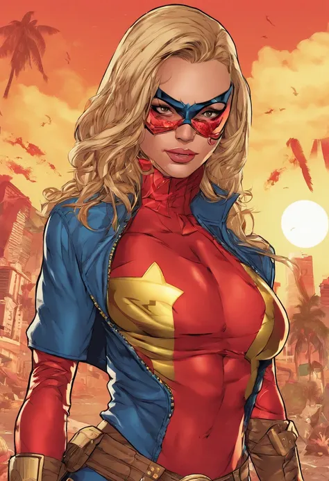 (mulher-maravilha,supeoutfit),belos olhos detalhados,beautiful detailed lips,long eyeslashes,confiante,forte,atletic,corpo,heroine,cabo,indomitable,superstrength,voador,Capacitar,feroz,Superheroíne,corajoso,Tiara dourada,Pose forte,saia azul,Top vermelho e...