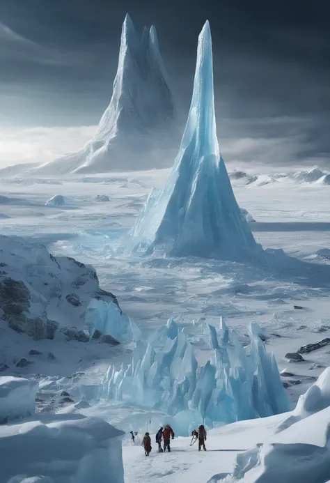 Antarctic continent、a paradise、Huge ice wall、Ice pyramid、Ruins