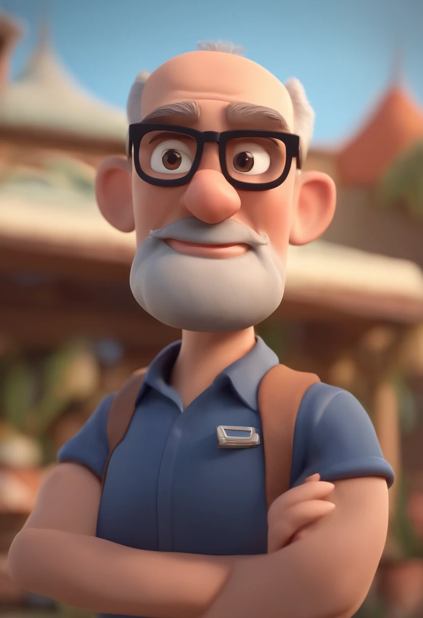 Cartoon character of a man wearing black glasses and a blue shirt, um personagem animado, Caractere estilizado, animation style rendering, 3D estilizado, Arnold Maya render, 3 d render stylized, toon render keyshot, Personagem 3D, Personagem 3D, 3d renderi...