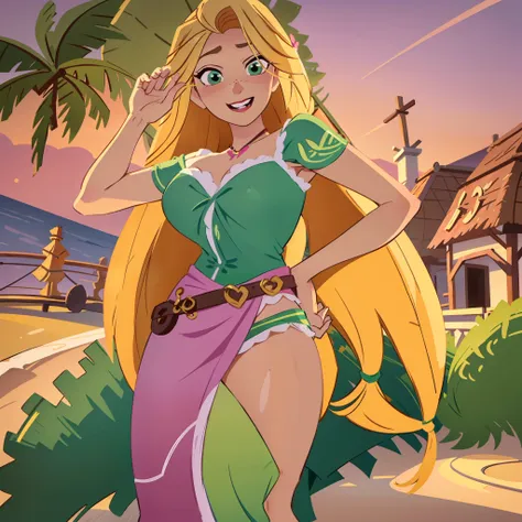 rapunzel is looking directly in the camera, leaning in from the right, and winks playfully. sexy rapunzel, rapunzel directly in ...