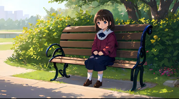 Child sitting on bench