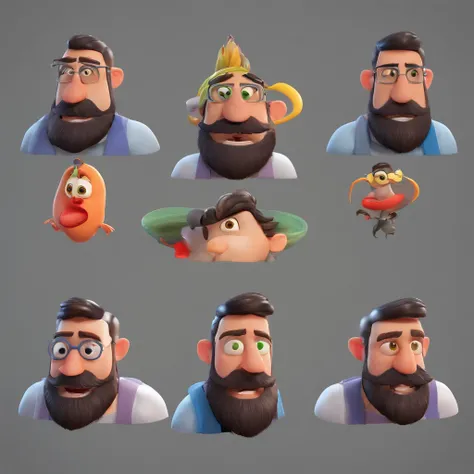 personagem estilo pixar de barba e meio calvo loiro sem oculos