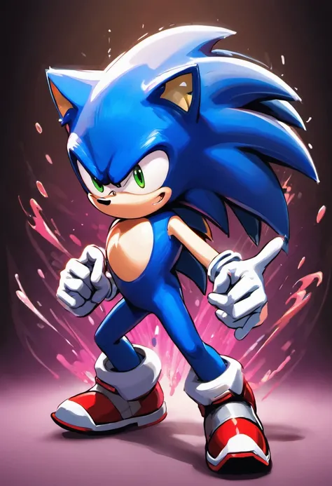 (Sonic), design de personagens, Sega Sonic the Hedgehog, super bonito estilo caixa cega, Chibi, corpo inteiro, exaggerated expressions and actions, fundo limpo, Destaques iridescentes brilhantes, studio lighting, Atmospheric Illumination, com textura requi...