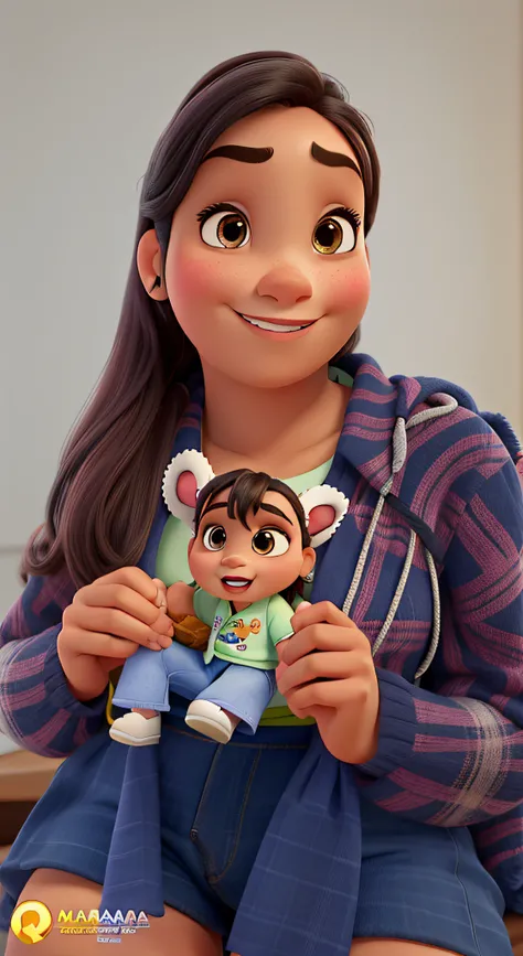 uma mulher estilo Disney Pixar, morena, Alta qualidade, melhor qualidade