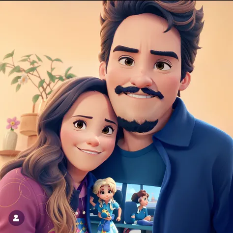 Casal no estilo Disney Pixar, alta qualidade, melhor qualidade