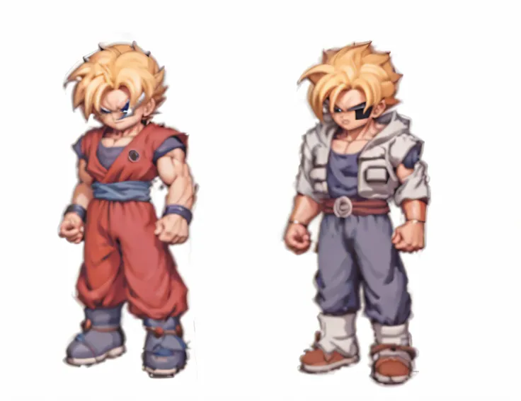 2 garotos, estilo de personagem de Dragon Ball Z