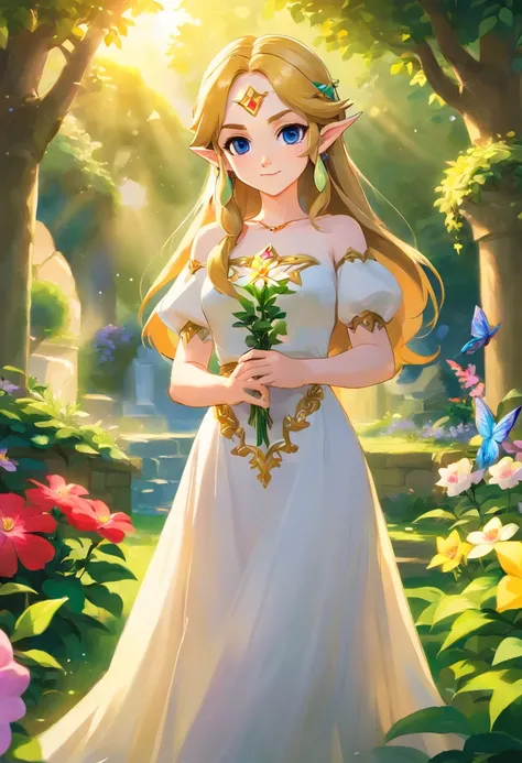 (naked,zelda) in a (vibrant,colossal) (oil painting), with (best quality,4k,8k,highres,masterpiece:1.2) details. Zeldas (alluring,charming) (blue eyes) are (meticulously detailed) and (captivating) as they gaze into the viewers soul. Her (luscious,dark) (r...