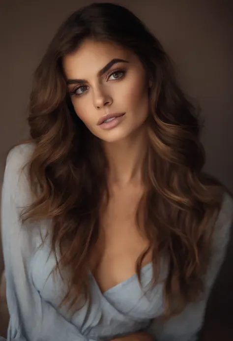 Femme américaine dans des seins visibles nus convenables , emilie garde les cheveux et les culottes petits, fille sexy aux yeux bruns, Portrait de Kaia Gerber , cheveux bruns et grands yeux, Selfie d’une jeune femme, Yeux de chambre, Violet Myers, pas de m...