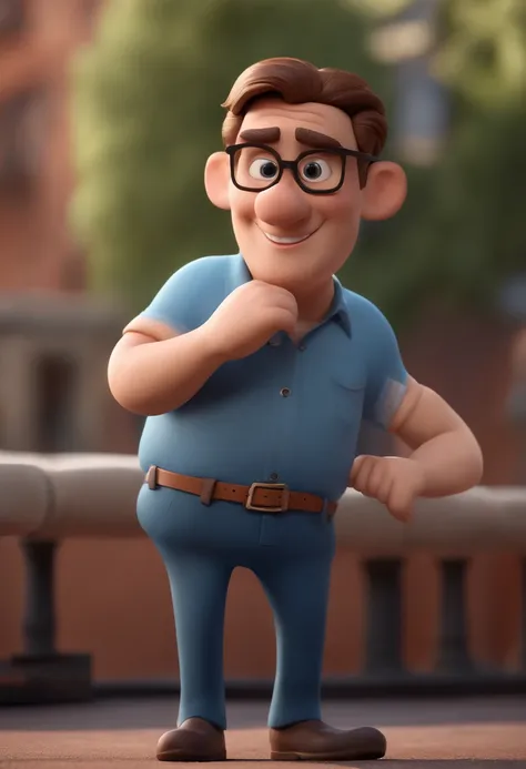 Cartoon character of a man with black glasses and a blue shirt, animation character, Caractere estilizado, animation style rendering, 3D estilizado, Arnold Maya render, 3 d render stylized, toon render keyshot, Personagem 3D, Personagem 3D, 3d rendering st...