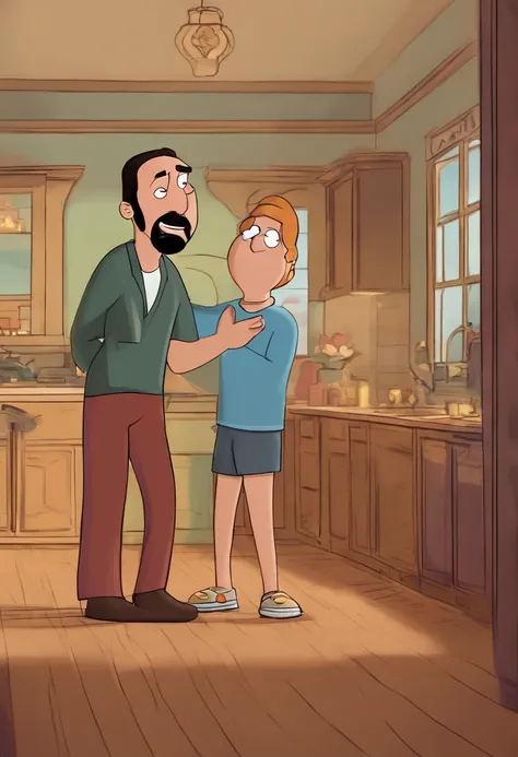 Nicolas cage, dancing, in the house from family guy, while Peter giphin watches.