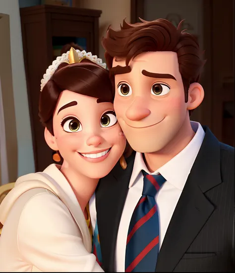 casal homem e mulher no estilo Disney Pixar, alta qualidade, melhor qualidade