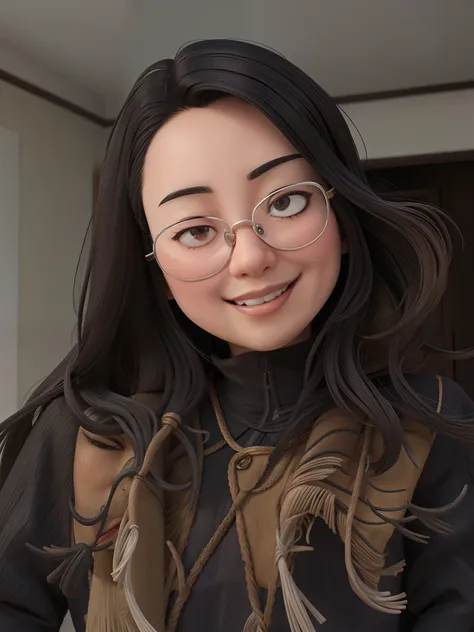 asian woman in glasses smiling