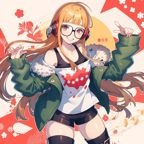 masutepiece, best quality, hight resolution, 1girl in, futaba sakura, blunt bangs, glasses, black-framed eyewear, ahoge, small b...