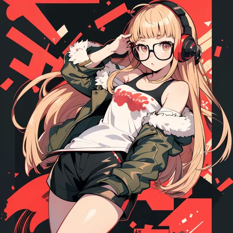 masutepiece, best quality, hight resolution,
1girl in, futaba sakura, blunt bangs, glasses, black-framed eyewear, ahoge, small b...