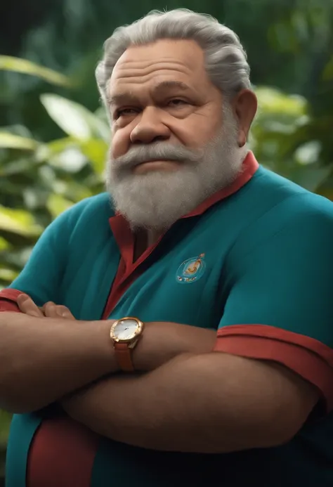 A fat old man looking like Lula Luiz Inácio da Silva, com alguns jumentos usando camiset6 vermelha, e sobre eles uma chuva de picanha tudo em estilo Disney pixar, os jumentos usando camisa vermelha, e um texto na imagem "Obrigado Papai lula"