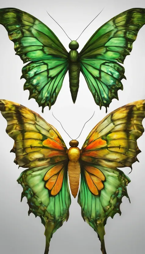 (Best Quality,4K,hight resolution,masutepiece:1.2),Extremely detailed,Fantasia　Giant Butterfly Monster　Green-winged butterfly　Mothra　A detailed　4K　large plumage,a mythical creature,myth