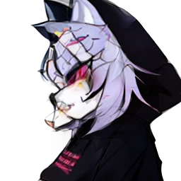 there is a drawing of a girl with a cat ears on her head, wearing a hood with pointy ears, anthro portrait, wolf ears, woman with cat ears, with pointy ears, girl with cat ears, halfbody headshot, an anthro wolf, furry character portrait, anthro wolf face,...