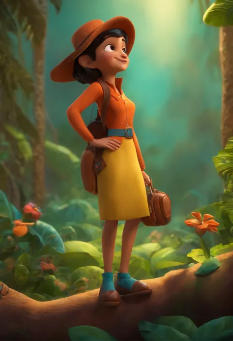 Criar um personagem no estilo pixar dentro de um jaleco. personagem morena