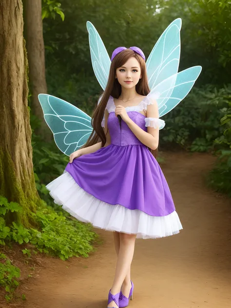 pixie hollow disney wind fairy long brown hair purple tinkerbell