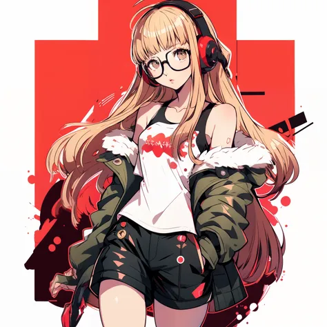 masutepiece, best quality, hight resolution,
1girl in, futaba sakura, blunt bangs, glasses, black-framed eyewear, ahoge, small b...