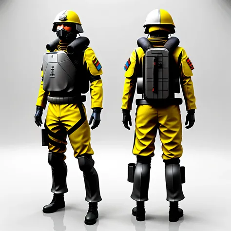 Soldier in military futuristic costume, A dome on the head that covers the face, Mechanical suit standing on bright white background, whitebackground, white background for asset, t-pose, Out-T, For the asset, For the game, Asset