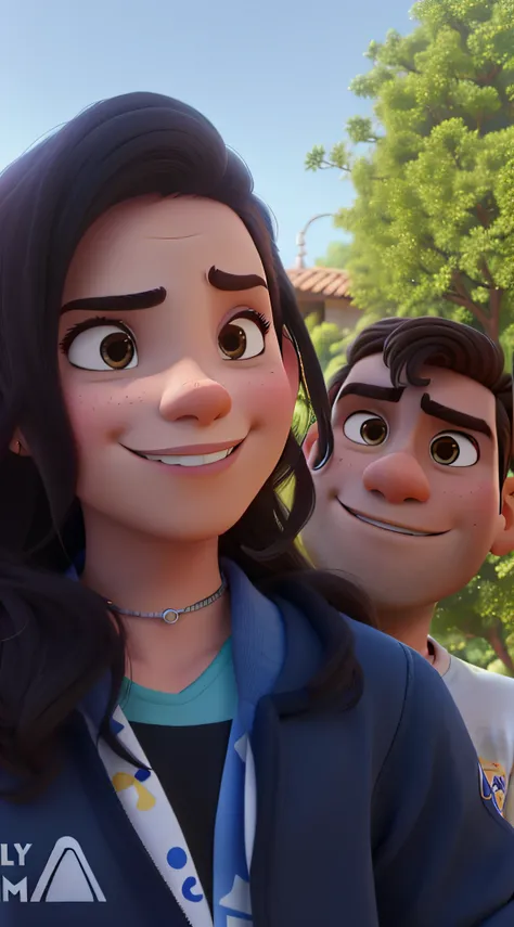 Um casal jovem estilo disney pixar, alta qualidade, melhor qualidade