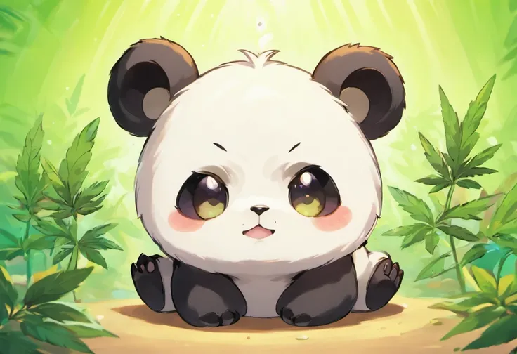 Baby Stoner Panda, Stoned Eyes, Marijuana Panda Cub, 420, Quadruped, Almost Closed Lazy Eyes, AAngry, Squint